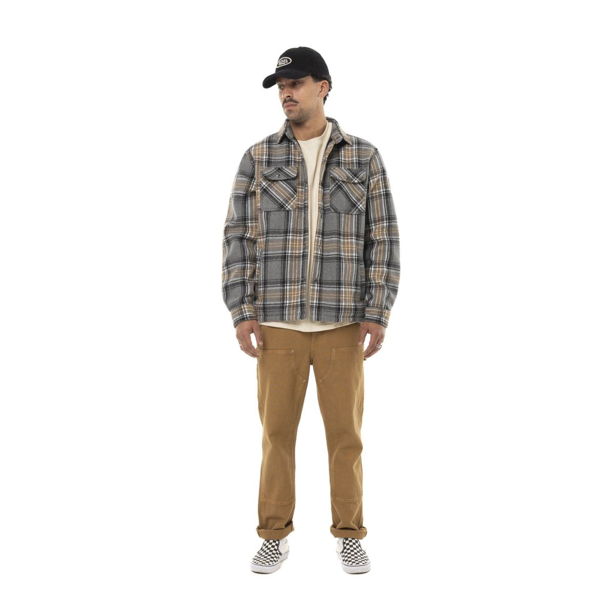 Surchemise à carreaux Pepper beige/orange/gris/noir/blanc, VON DUTCH