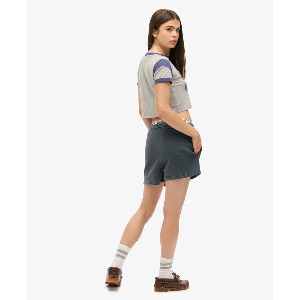 Short de survêtement délavé Vintage bleu marine éclipse, SUPERDRY