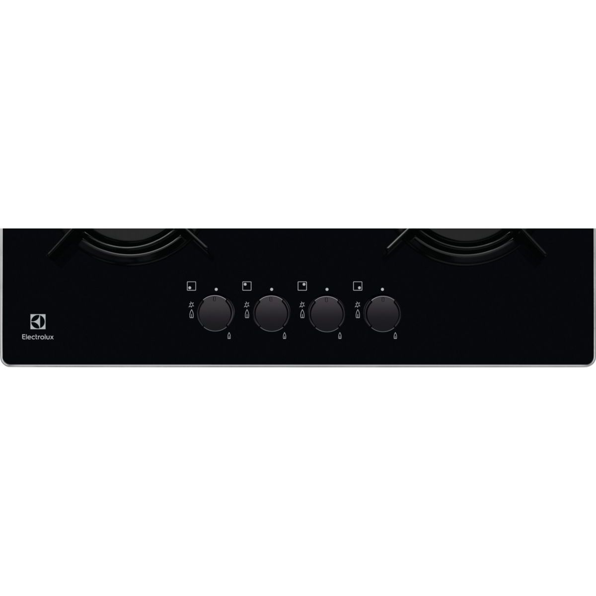 Plaque gaz EGT6242NVK/1 - 4 foyers Verre Noir couleur unique, ELECTROLUX