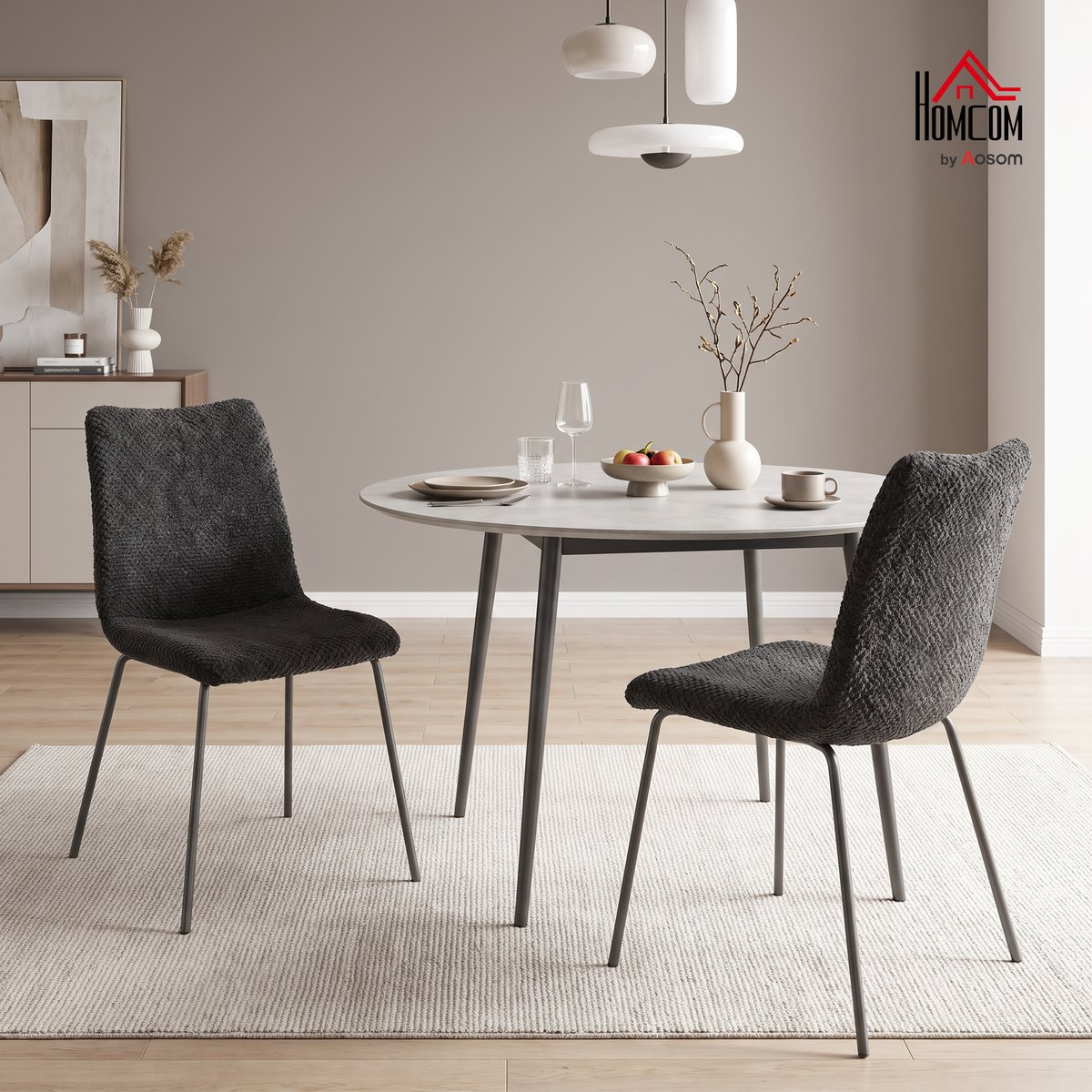 Chaise de salle à manger Velours (100 % gris foncé, HOMCOM
