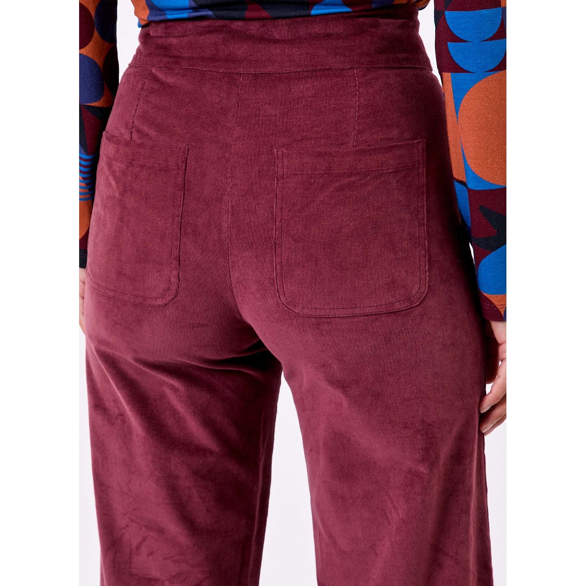 Pantalon droit large velours côtelé bio OSCAR marron chocolat, PRINCESSE NOMADE