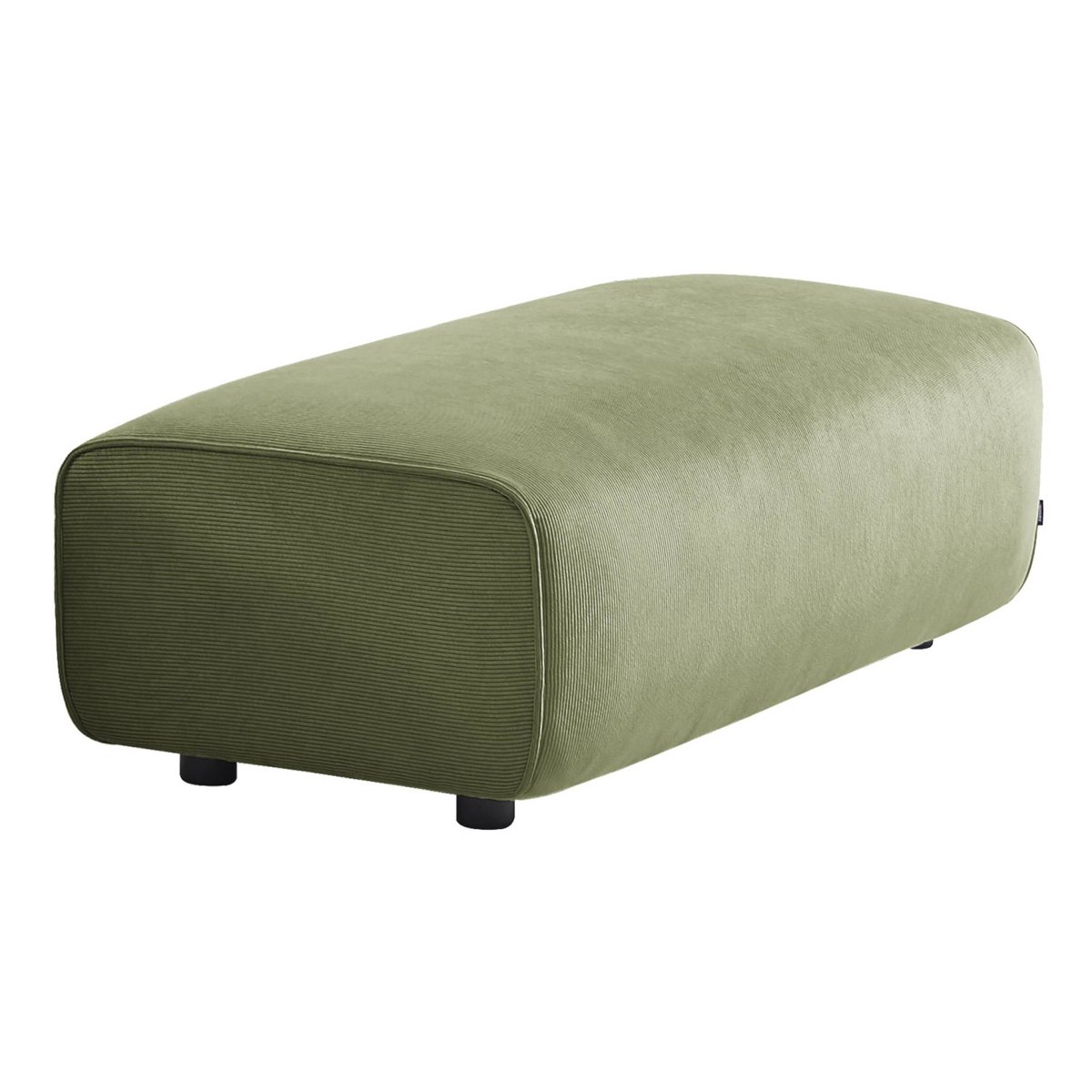 Pouf, repose-pieds pour canapé d'angle 3 places Wallas velours côtelé WALLAS vert, SWEEEK