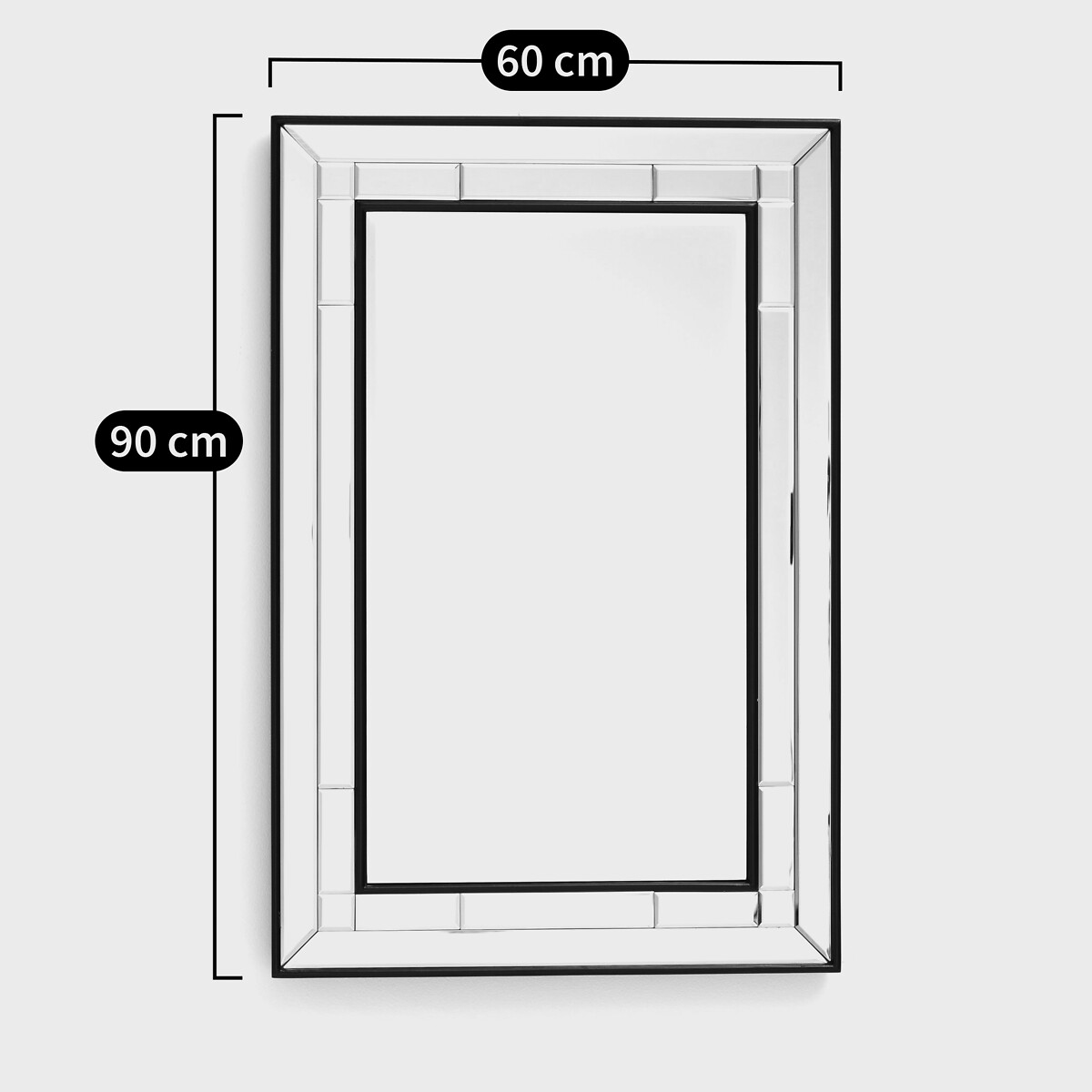 Miroir rectangulaire finition biseautée largeur 60 x hauteur 90 cm, Andella noir, LA REDOUTE INTERIEURS