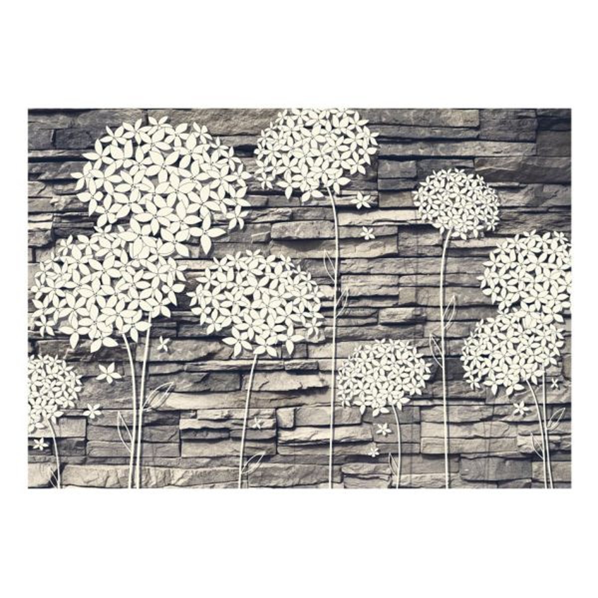 Papier peint intissé panoramique Stones Flowers multicouleur, EDEN