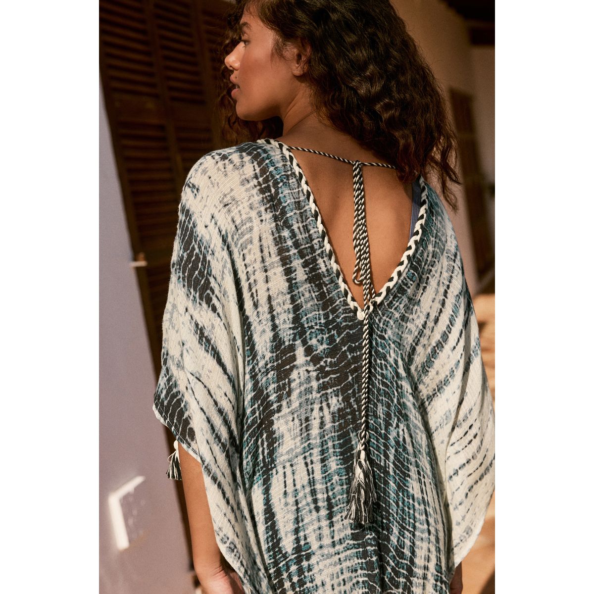 Caftan à enfiler bleu effet dégradé, NEXT