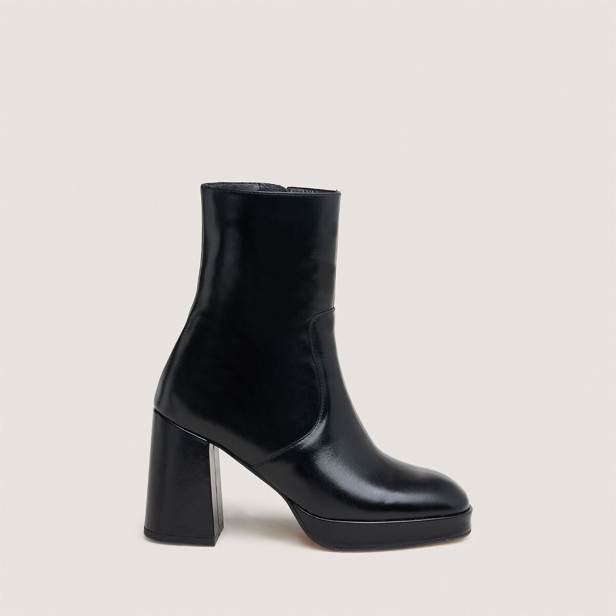 Vesna heeled leather ankle boots black, JONAK