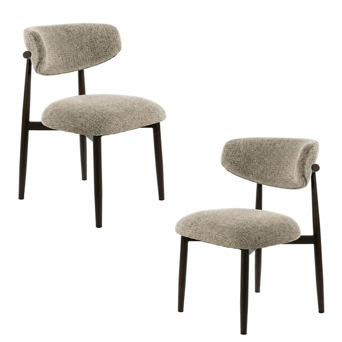 Lot de 2 chaises en tissu pieds effet chêne COLISEE beige chiné, PIER IMPORT