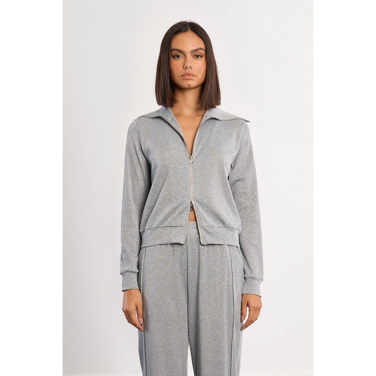 Veste de jogger irisée à double zip grey, LILI SIDONIO