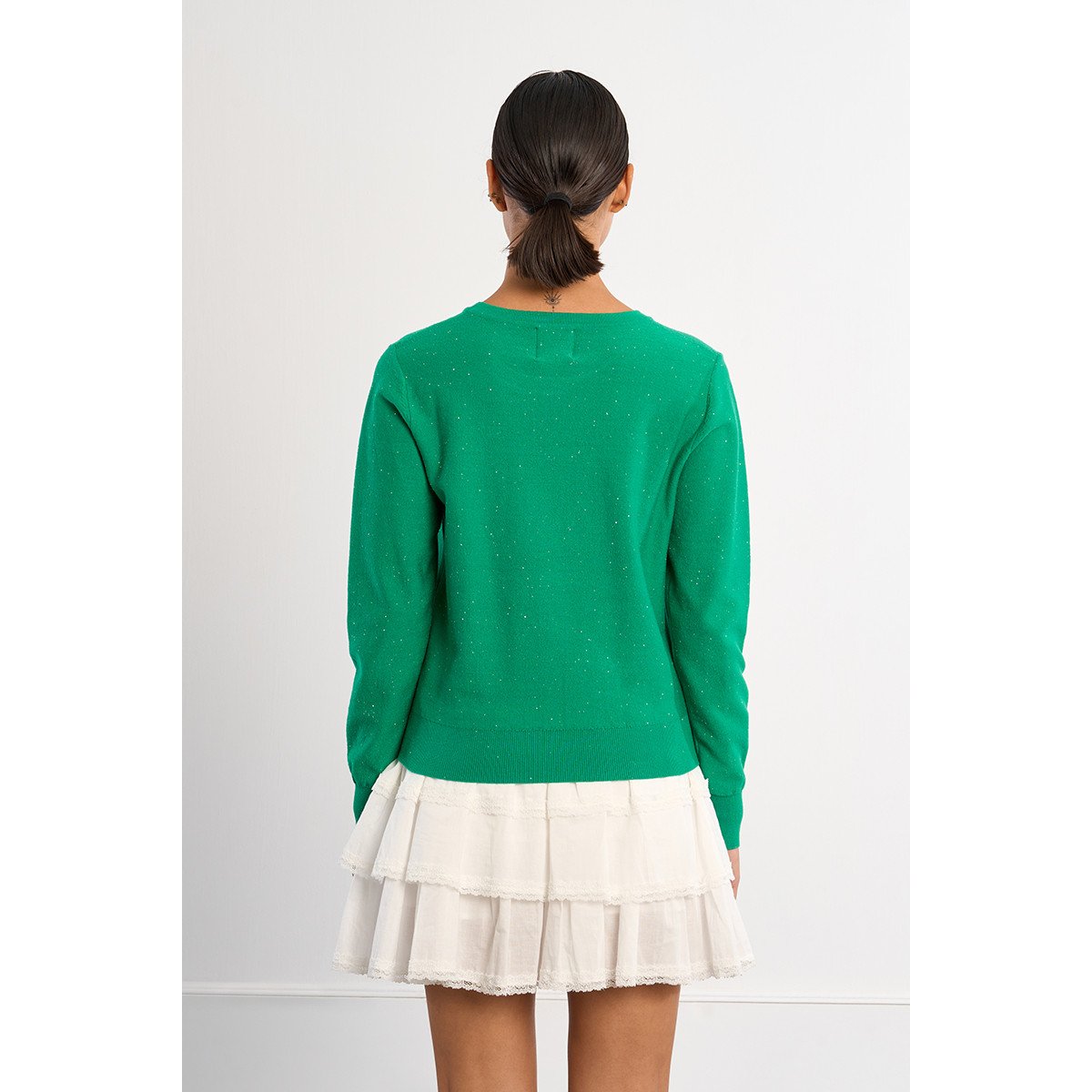Pull basique à strass vert, LILI SIDONIO