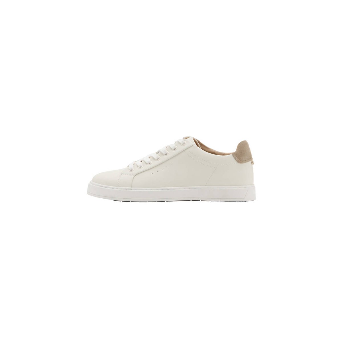 Baskets cuir empiècement contrastant blanc, MANGO MAN
