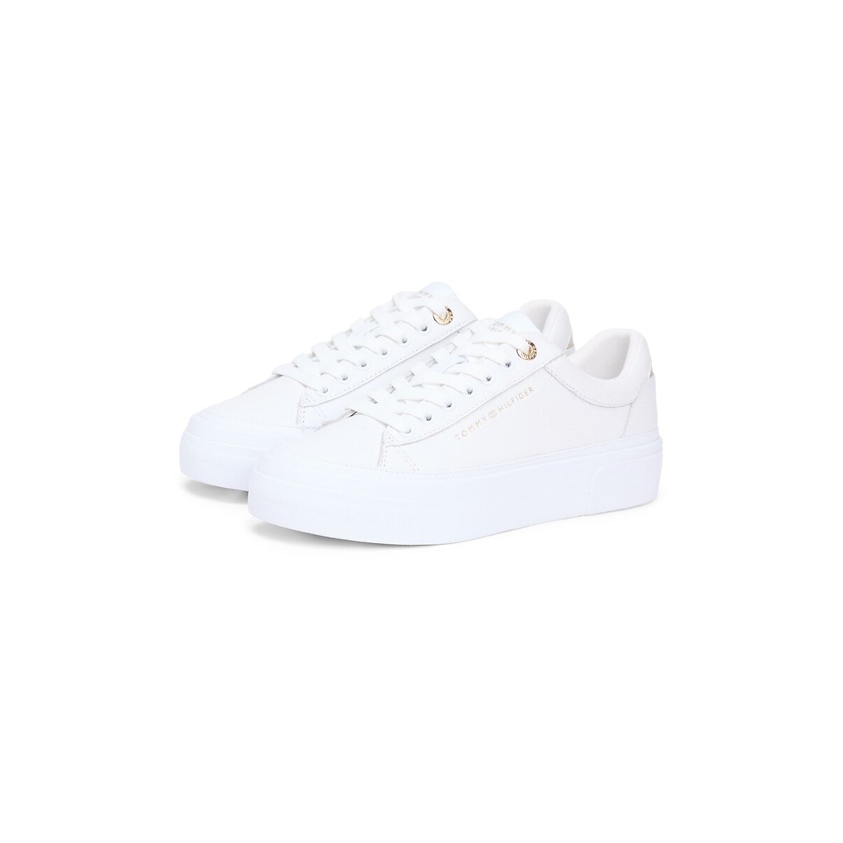 Leren platformsneakers TUMBLED wit, TOMMY HILFIGER