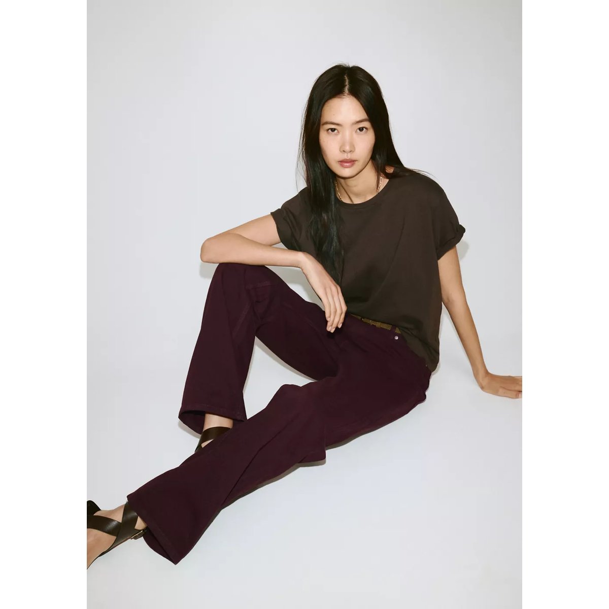 Jean Miami droit taille normale lie de vin, MANGO