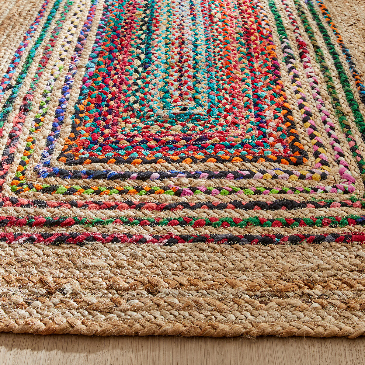 Tapis de couloir, fait main, en jute et coton recyclé, JACO multicolore, AM.PM