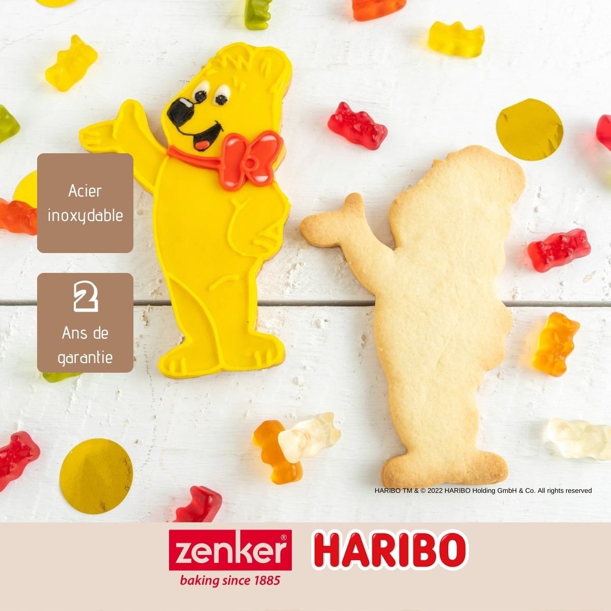 Lot de 3 emporte-pièces oursons HARIBO inox, ZENKER