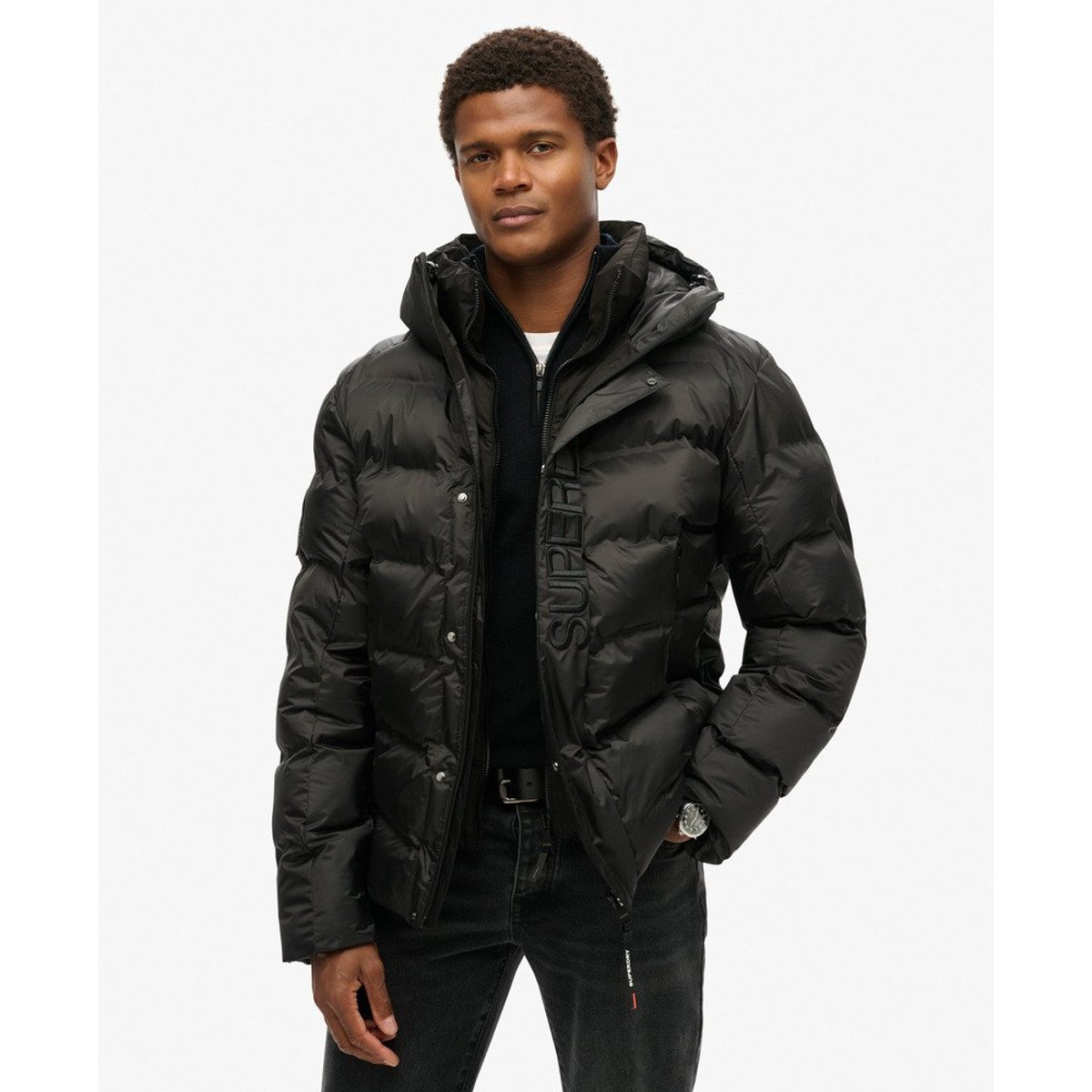 Doudoune à capuche City Graphic noir, SUPERDRY