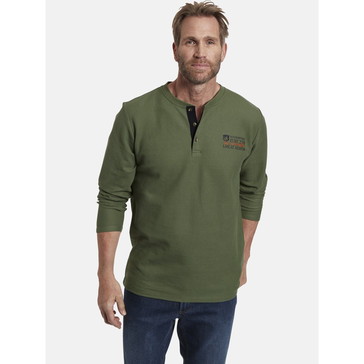 T-shirt à manches longues IVOR olive, JAN VANDERSTORM