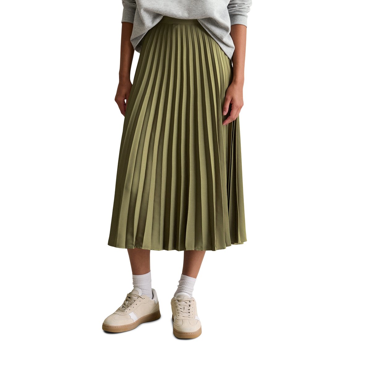 Jupe plissée A-Shape en polyester recyclé gris, MARC O’POLO DENIM