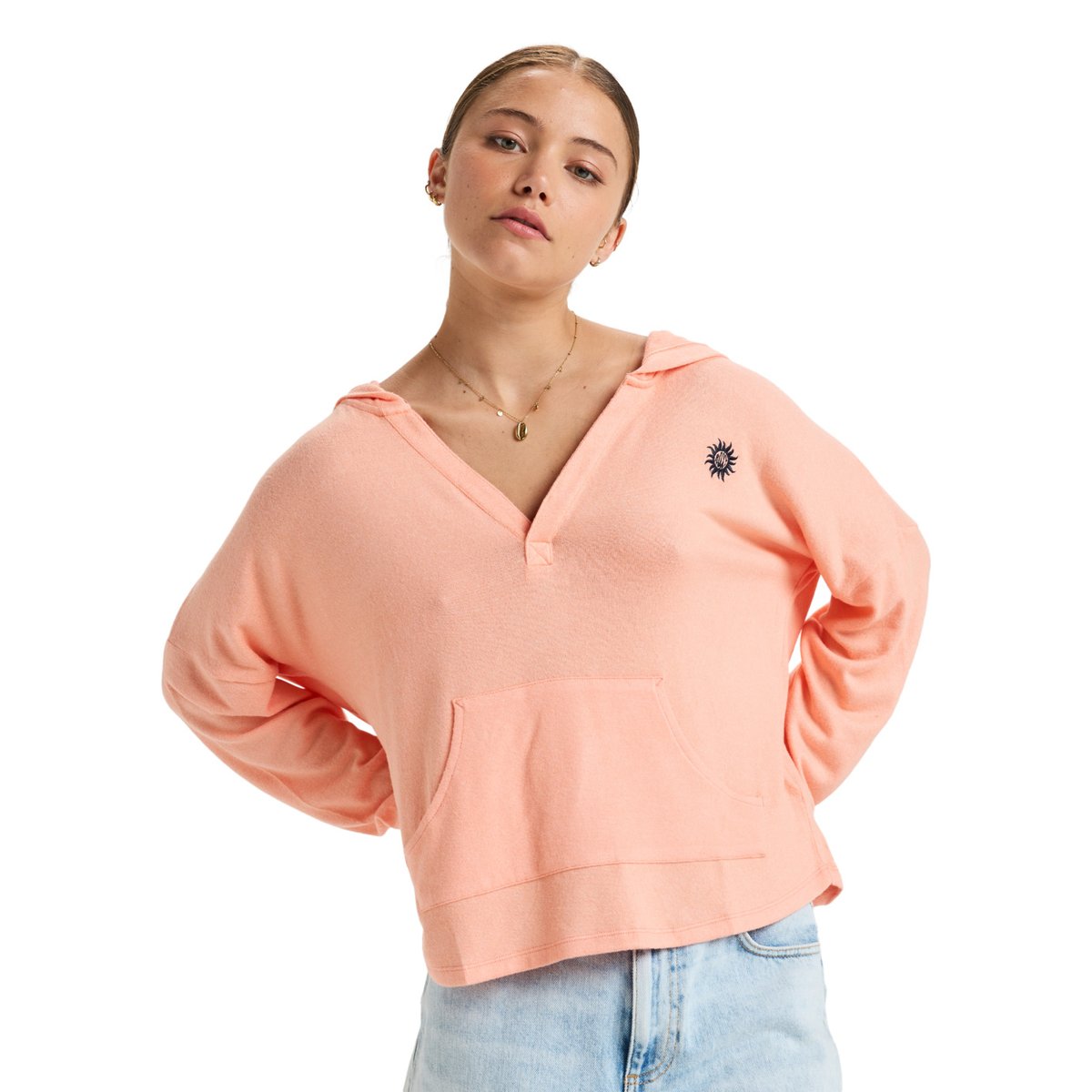 Sweat à capuche SUNDAY COZY. rose salmon, ROXY