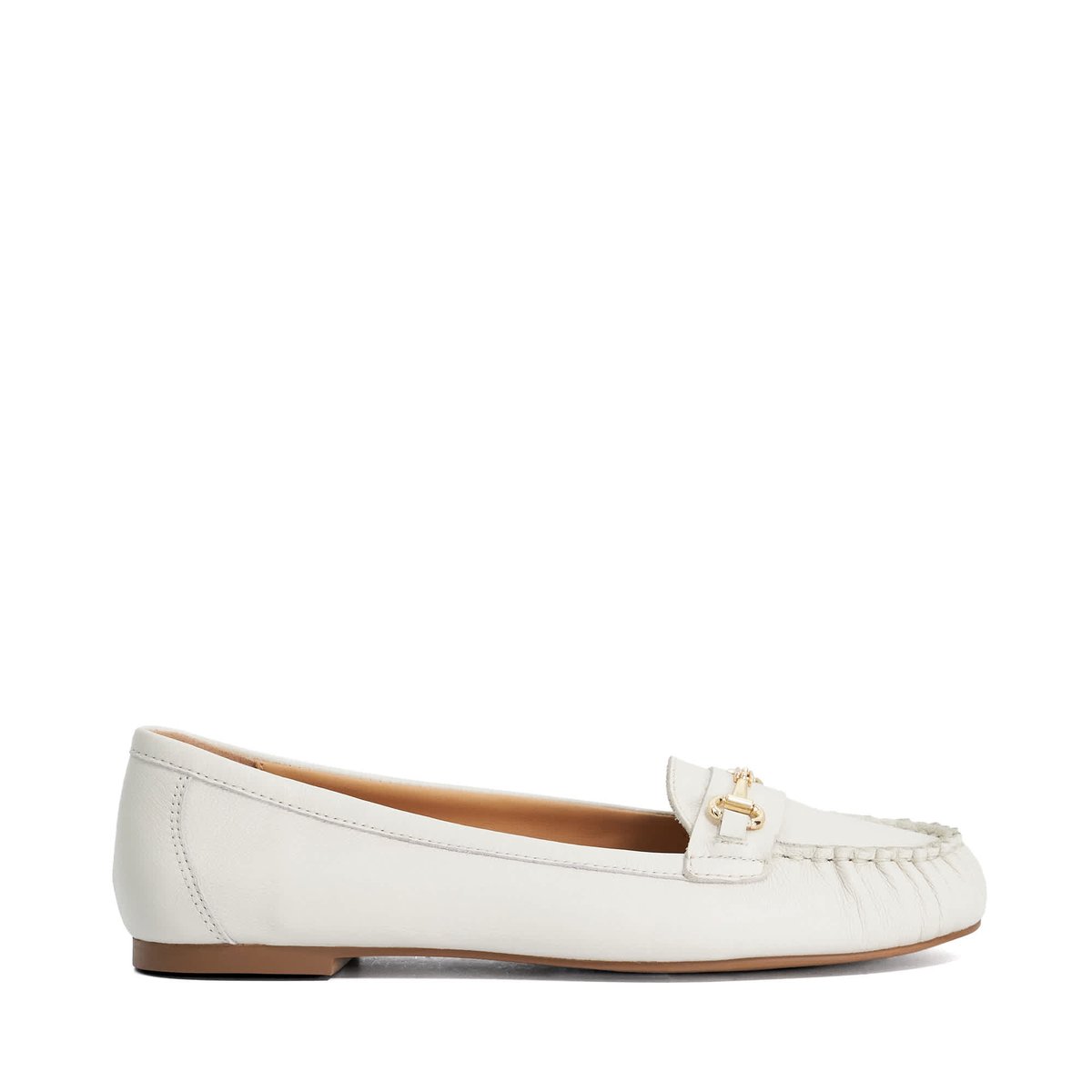 Mocassins en cuir à bout froncé - GUNO white-leather, DUNE LONDON