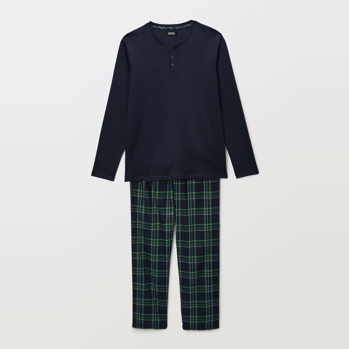 Pyjama manches longues en jersey et pantalon en flanelle en coton BIO GOTS. cedre, MONOPRIX