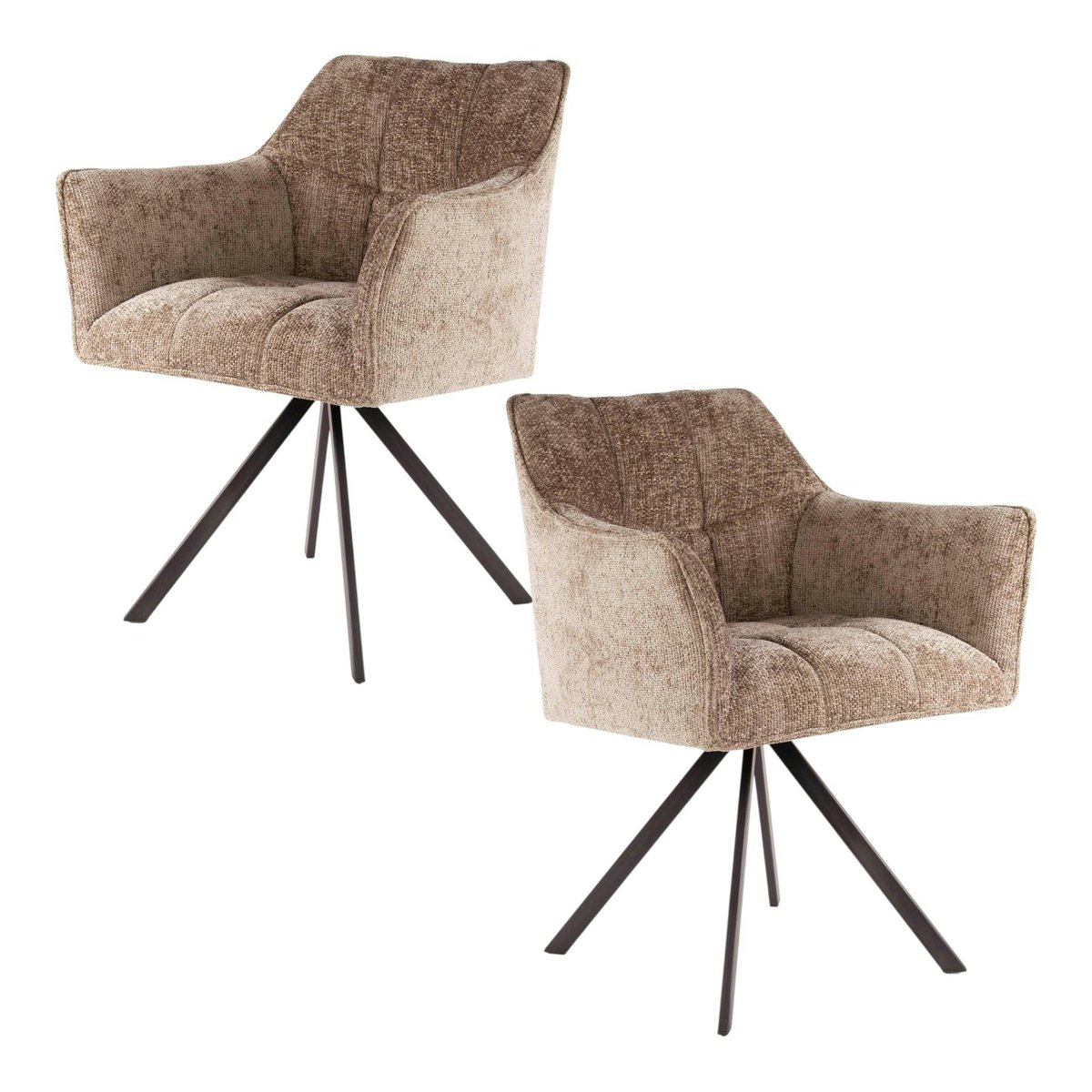 Fauteuil pivotant en tissu (lot de 2) MELBOURNE beige texturé, PIER IMPORT
