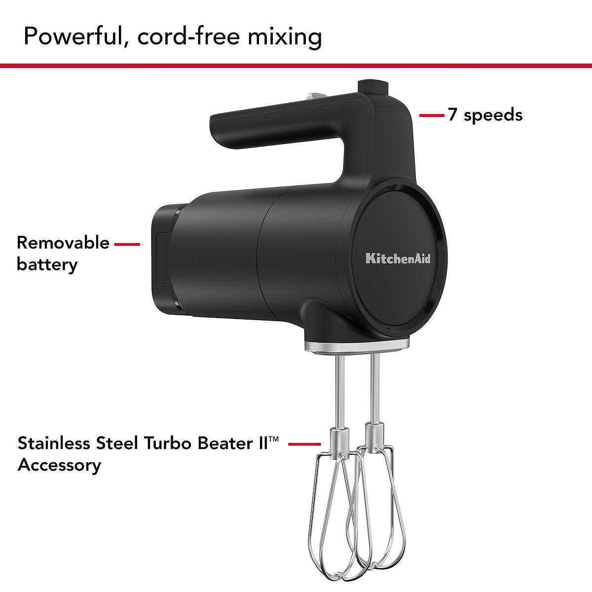 Go Cordless Hand Mixer & Battery - 5KHMR762 black, KITCHENAID