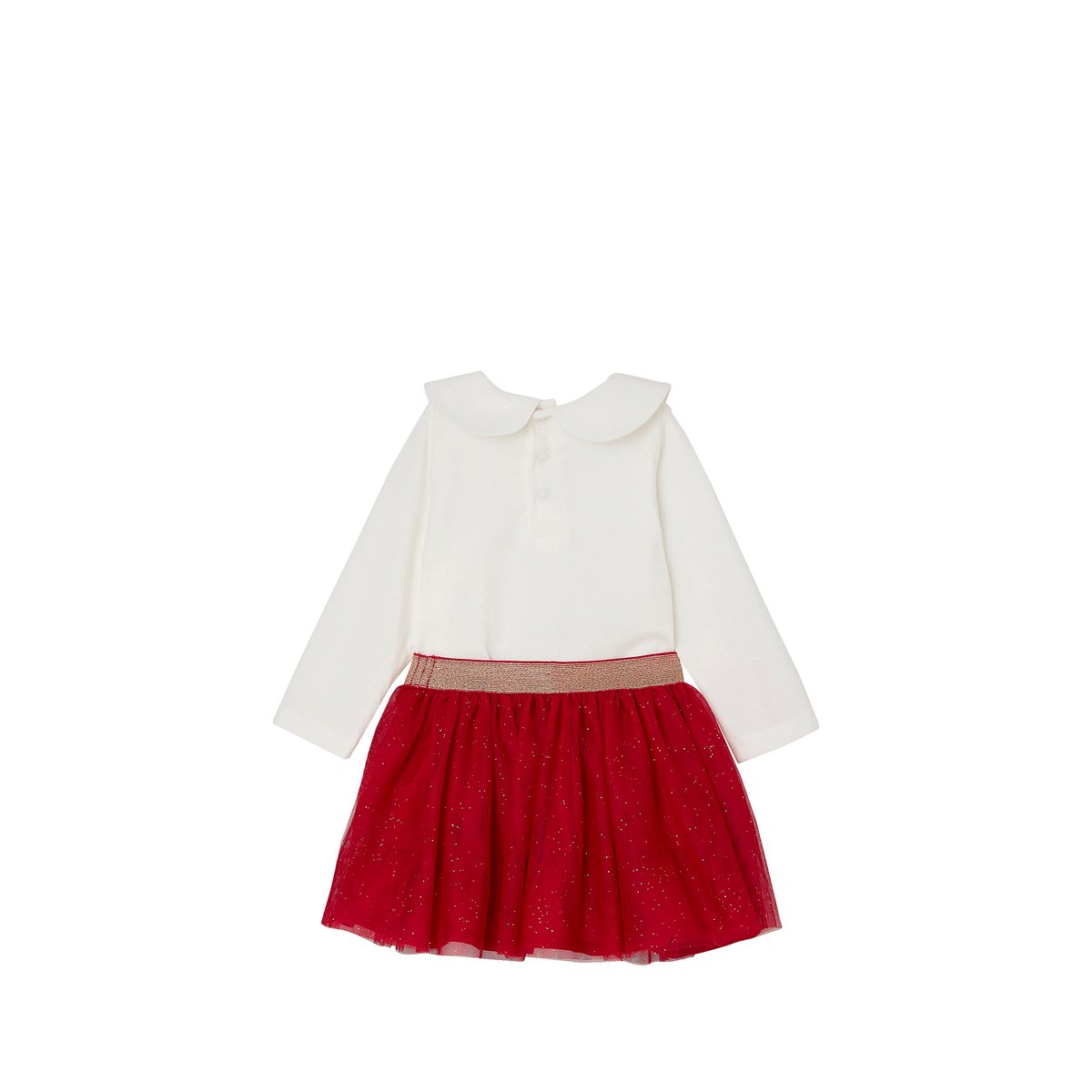 Ensemble bébé t-shirt jupon bandeau coffret cadeau noël rouge, VERTBAUDET