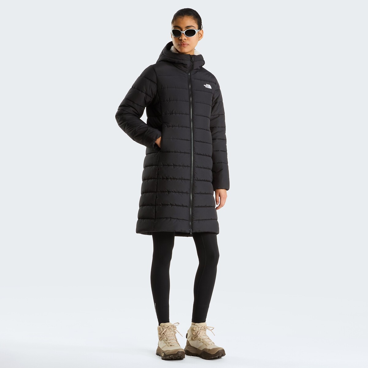 Doudoune mi-longue fermeture zippée, plein hiver noir, THE NORTH FACE