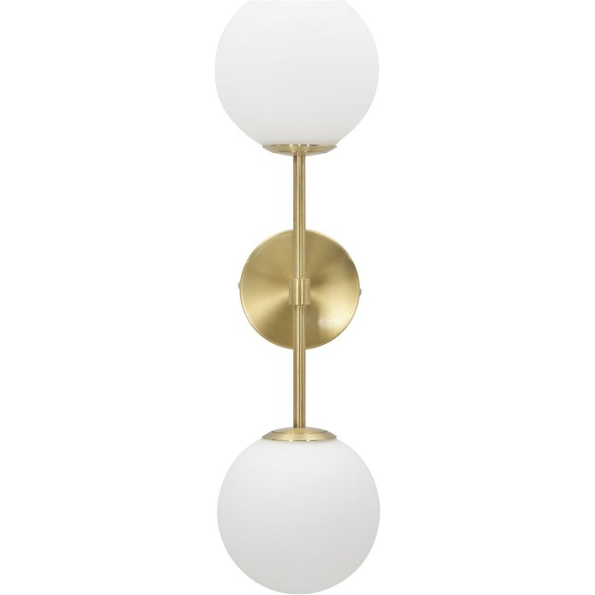Applique murale fer et verre 2 globes GLAM doré et blanc, RECOLLECTION