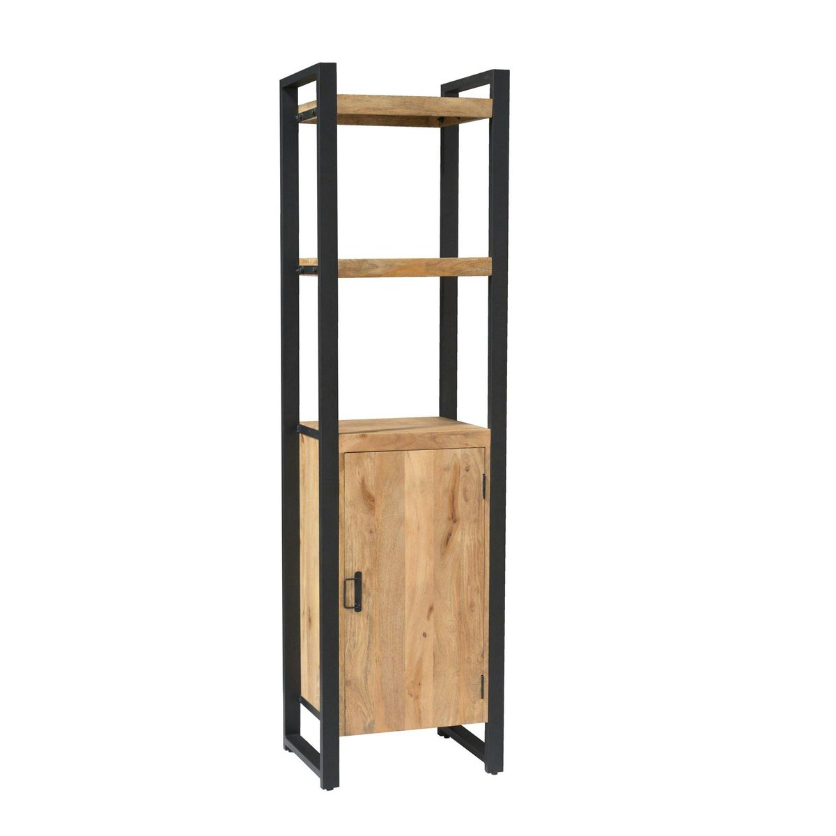 Colonne salon bois métal 1 porte 2 plateaux MILORA bois naturel, PIER IMPORT