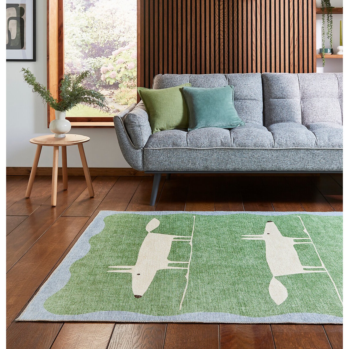 Mr Fox Washable Rug green/white, SCION