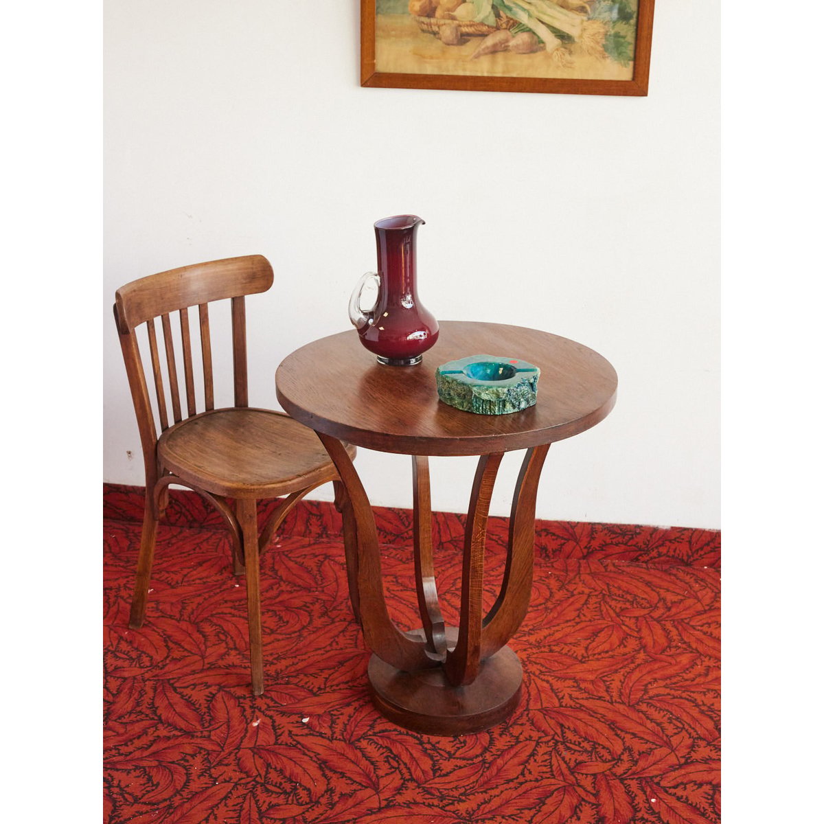Table d'appoint Art déco en bois Francine N°1023 - Bon état bois foncé, DEBONGOUT