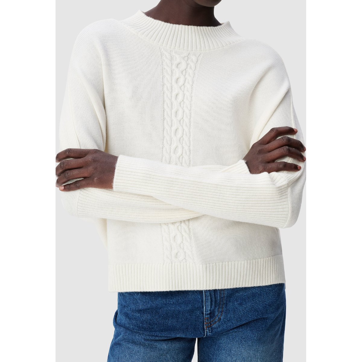 Pull tricot 100% laine motif torsades ecru, IKKS