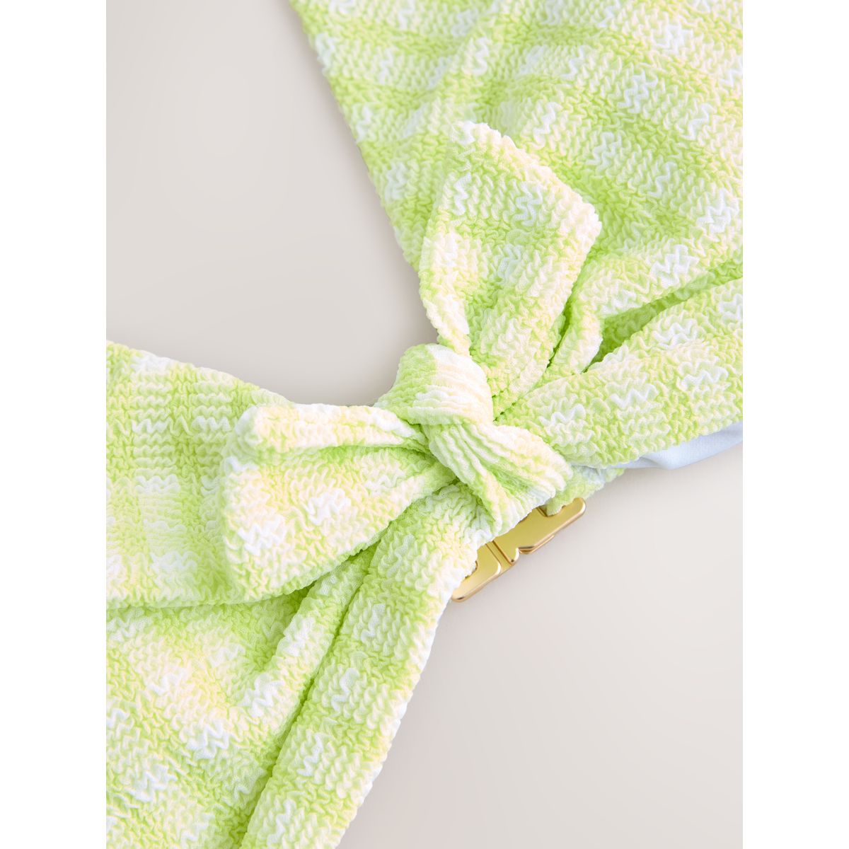 Haut de bikini court vichy vert citron froissé, NEXT
