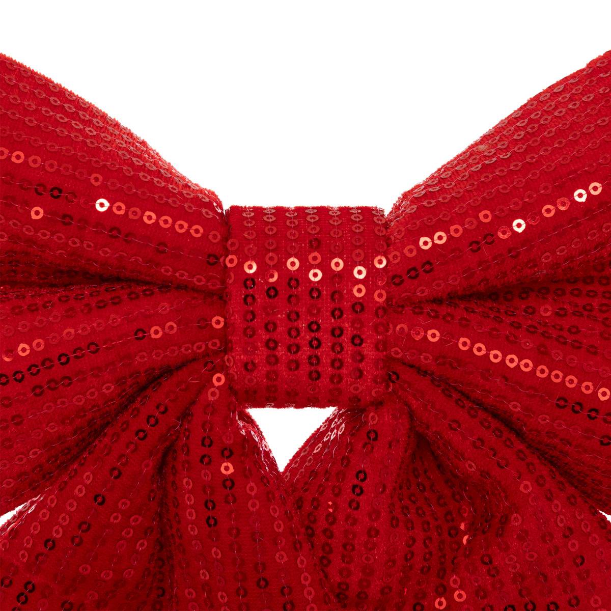 Nœud déco sequins 39 x 47 cm rouge rouge, ATMOSPHERA