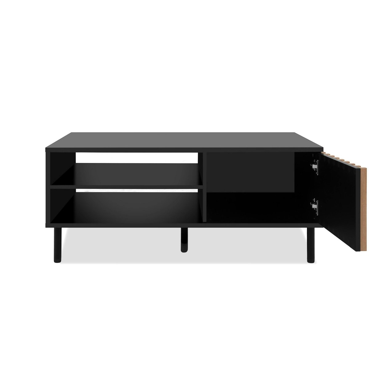 Table basse noire décor bois avec rangement NOREN noir, PIER IMPORT