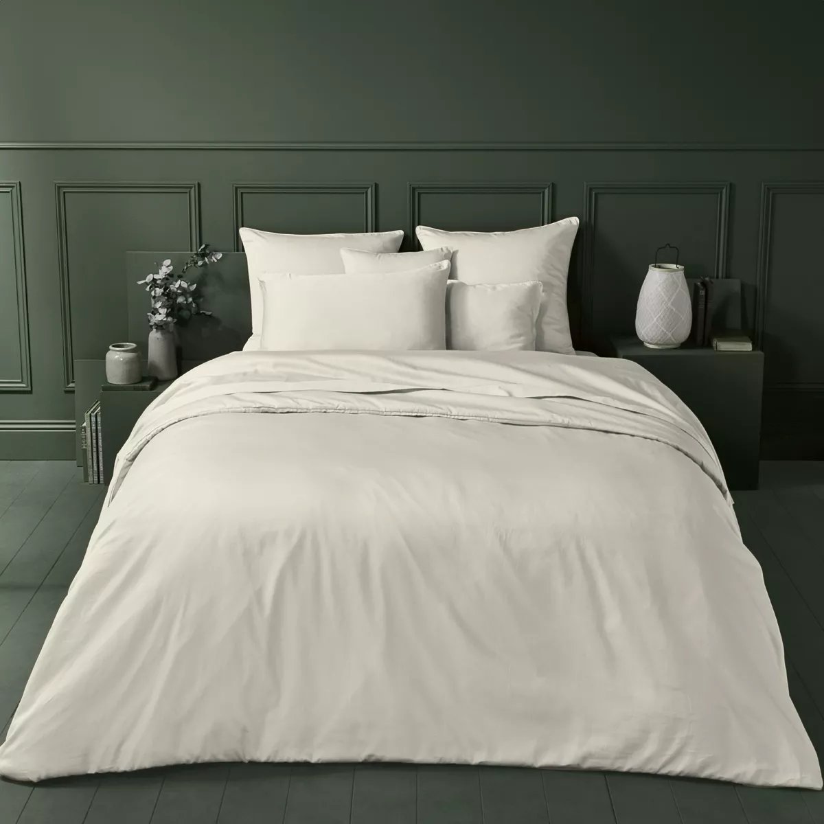 Lot de 2 taies satin de coton AVA UNI angora, GARNIER THIEBAUT