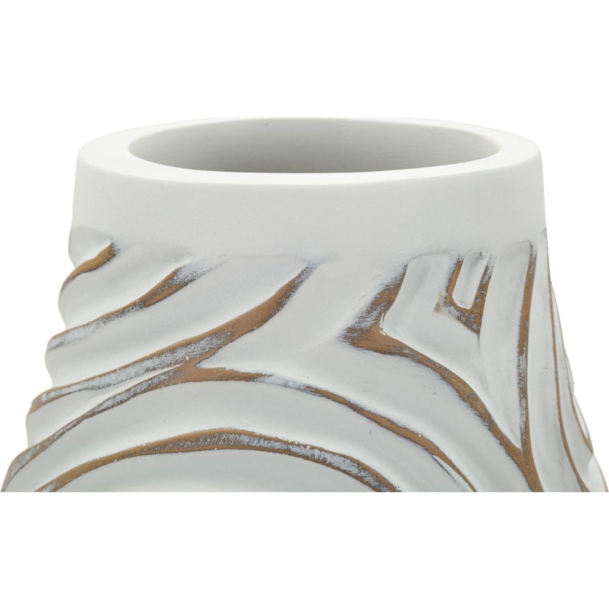 Vase haut relief spiralé sculptural MODERN blanc patiné, RECOLLECTION