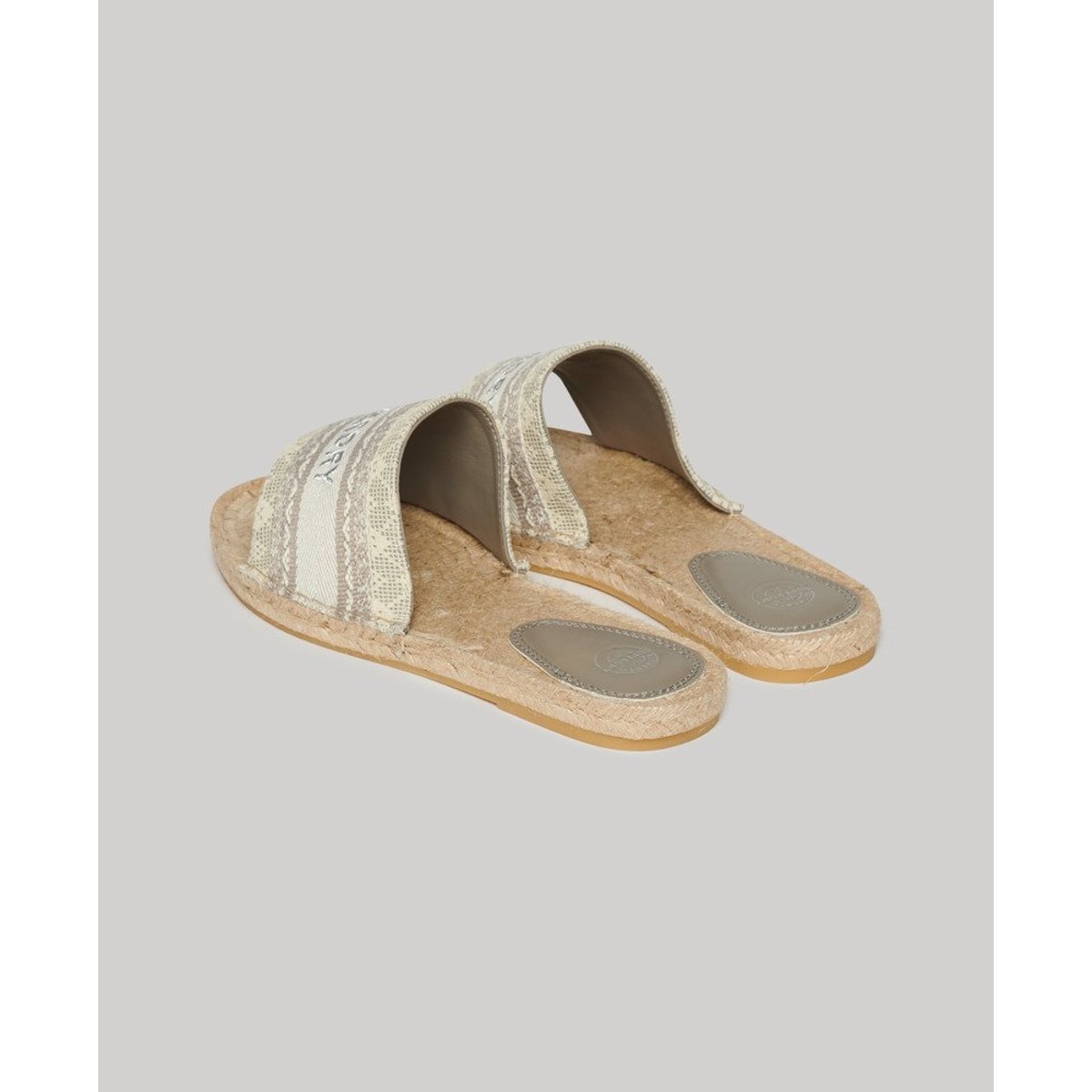 Mules compensées style espadrille en toile gris roche lunaire, SUPERDRY