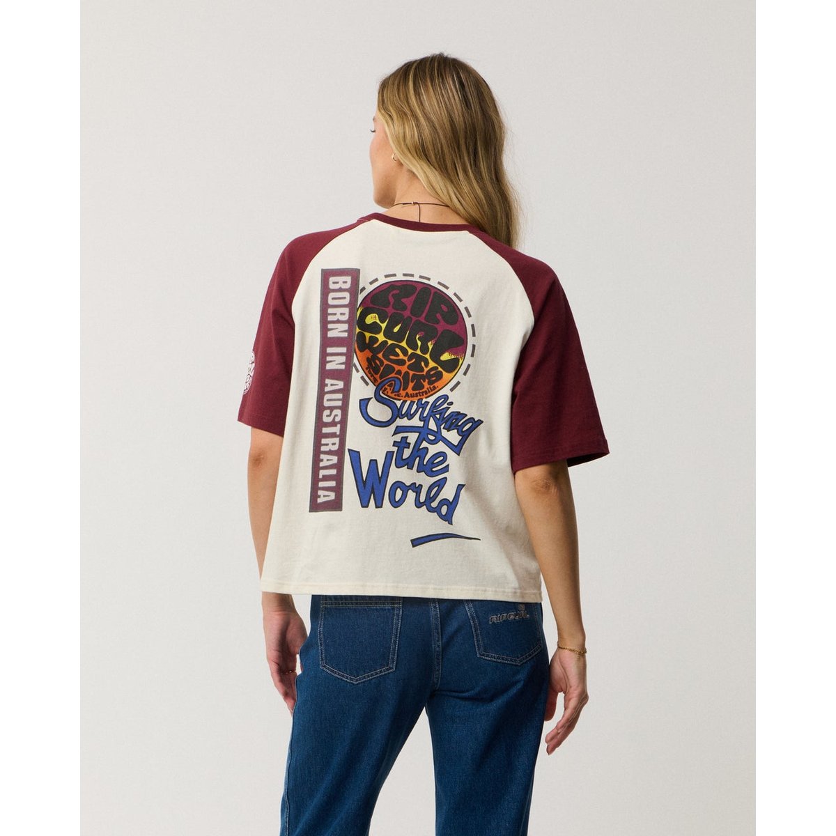 T-shirt SURF THE WORLD BOXY bone, RIP CURL