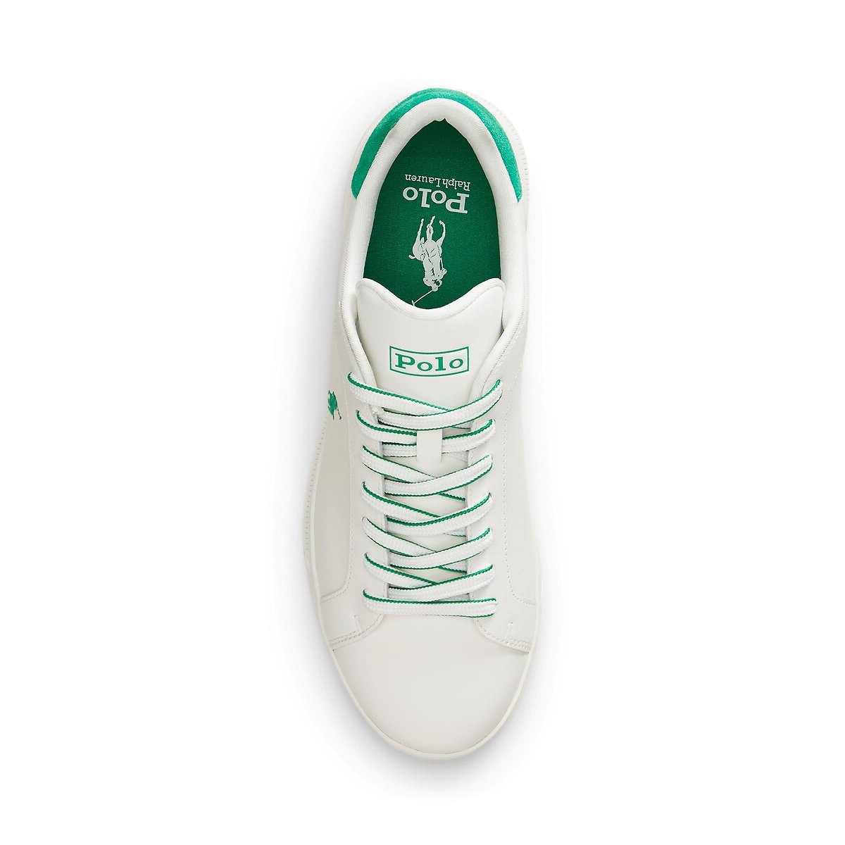 Baskets en cuir HERITAGE COURT blanc/vert, POLO RALPH LAUREN