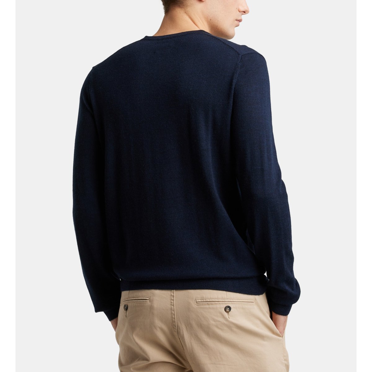 Pull droit terive col v laine mérinos responsable bleu marine, GALERIES LAFAYETTE