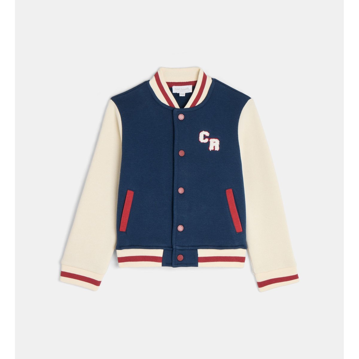 Blouson teddy tapeq bicolore bleu et écru, CADET ROUSSELLE