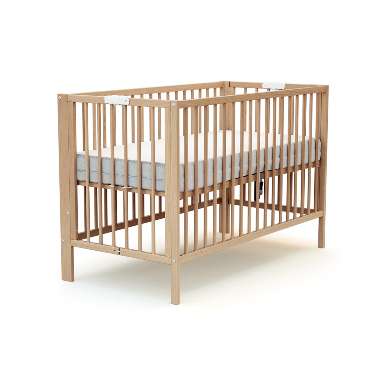 Lit bébé pliant en bois FOLDO hêtre verni, JURABABY
