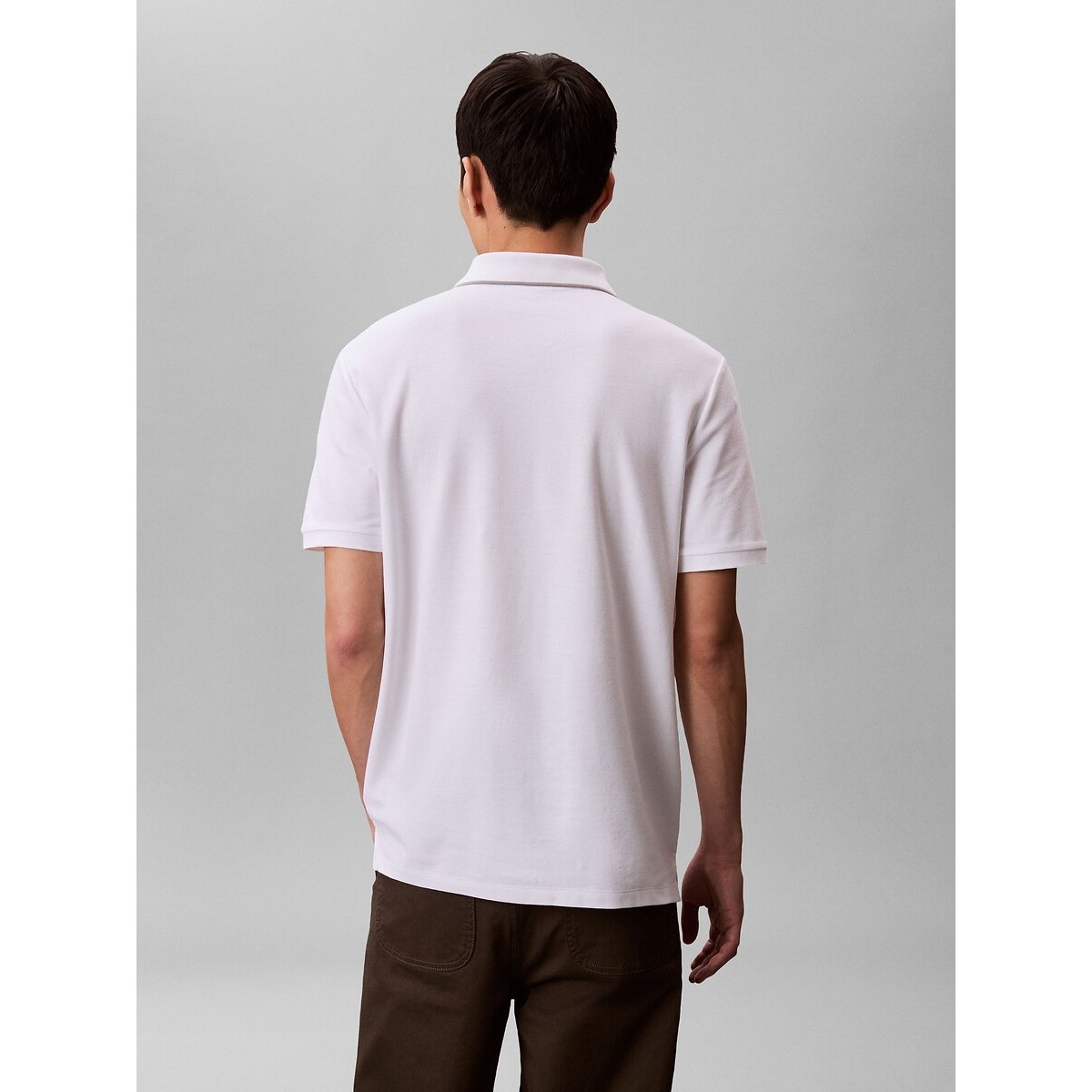 Polo manches courtes maille piquée blanc, CALVIN KLEIN