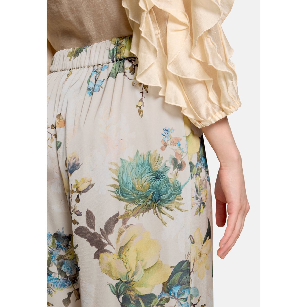 Pantalon Marlene à imprimé à fleurs cream/mint, VERA MONT