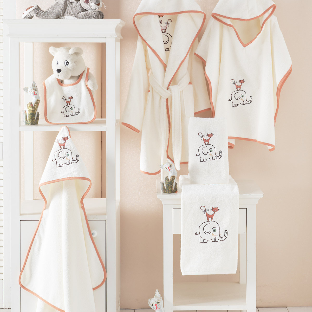 Peignoir de bain enfant 450 g/m² ZOO ZOO ecru, SENSEI MAISON