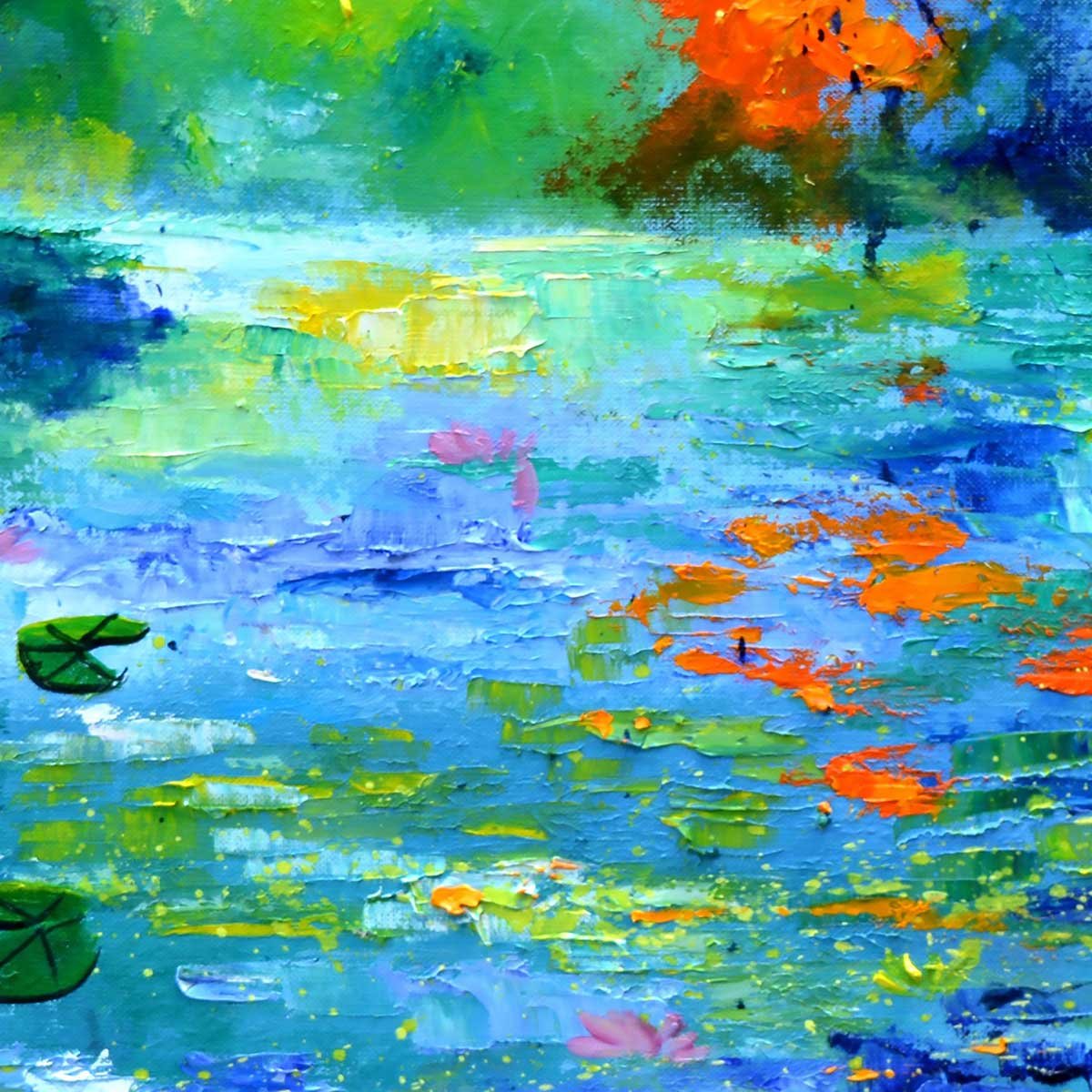 Tableau paysage nenuphars et nymphéas tableau alu dibond, HEXOA
