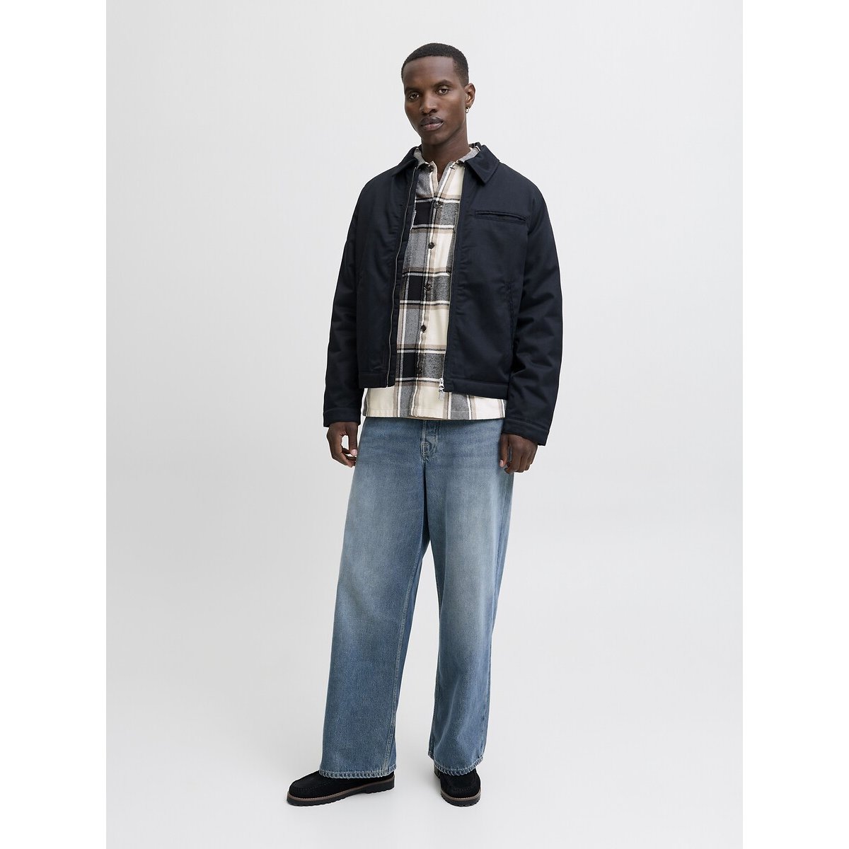 Surchemise relaxed fit carreaux noir, JACK & JONES