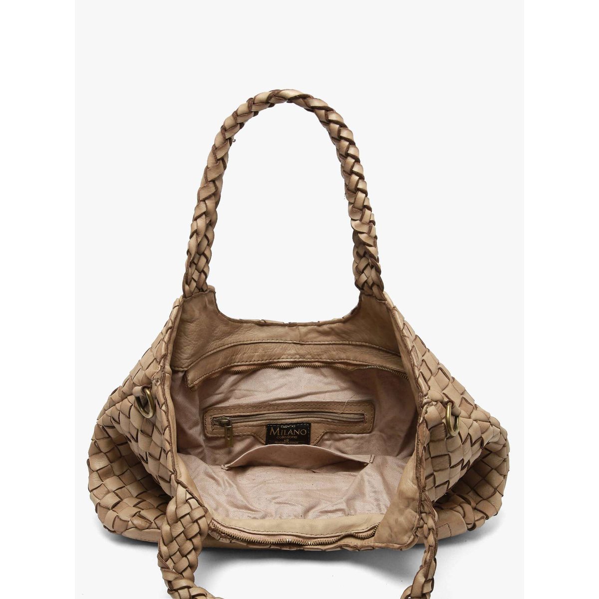 sac porté épaule Dewashed cuir taupe, MILANO